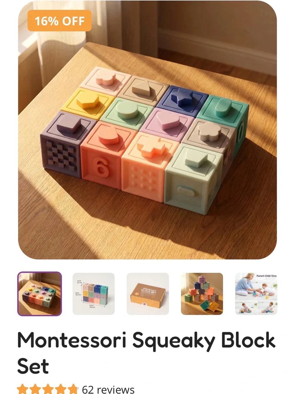 Montessori Stackable Number Blocks - Pastel Multi Color Educational Toy